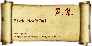 Pick Noémi névjegykártya