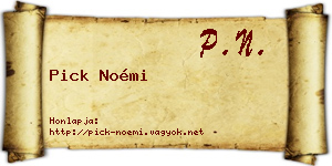 Pick Noémi névjegykártya